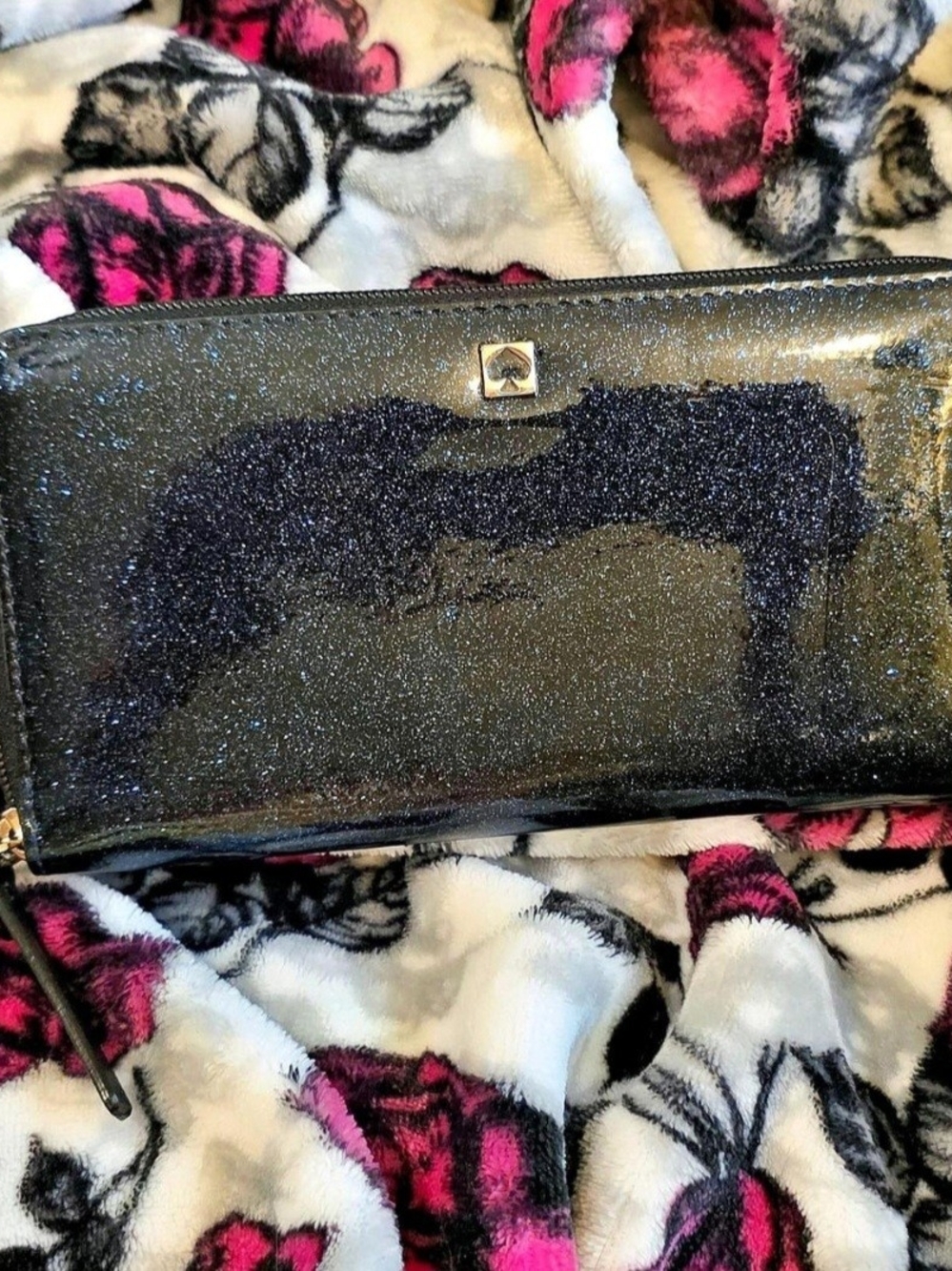 EUC 2015 Kate Spade Midnight Navy Blue Glitter Zip-Around Continental Wallet - Picture 8 of 16
